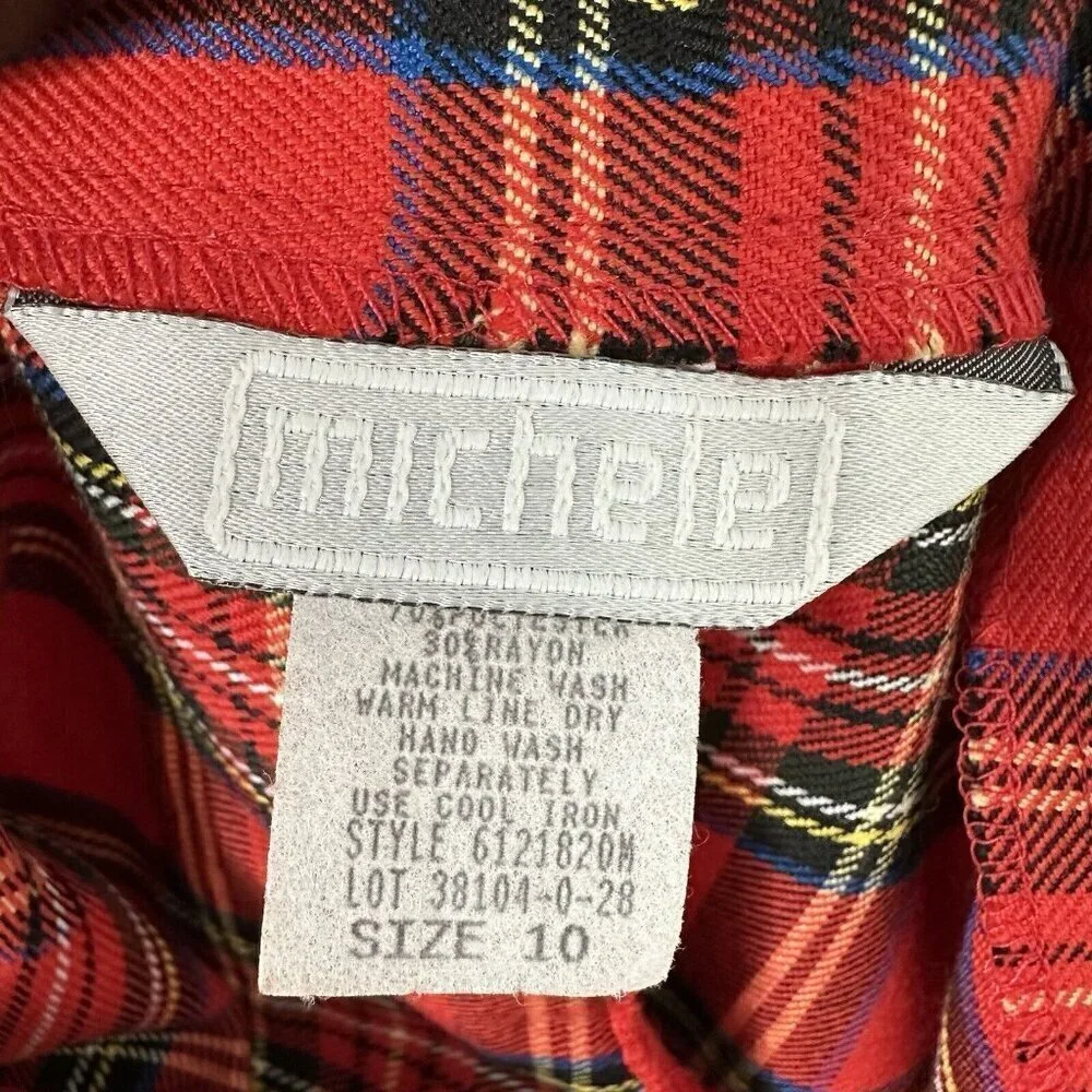 Vintage Tartan Plaid‎ Red Shorts Size 10